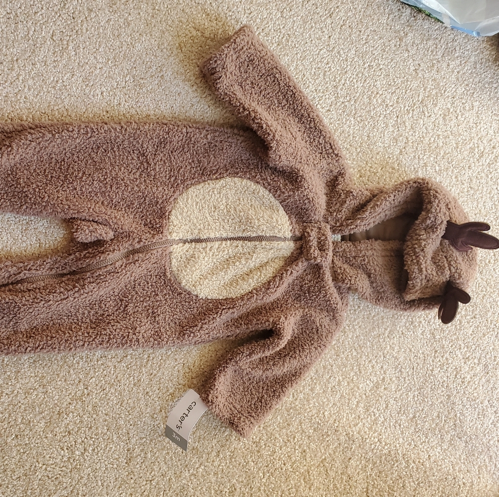 3mo baby boy girl reindeer Christmas zip bodysuit winter warm outfit